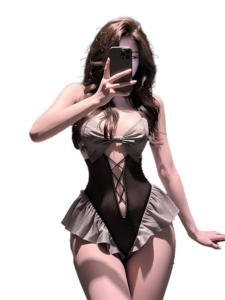 Lace Teddy Lingerie - جيميكو - زي خادمة مثير باللونين